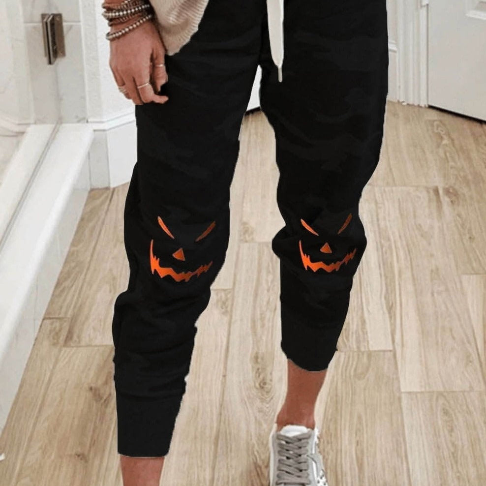 Eileen | Hose mit Halloween-inspiriertem Kürbis-Print und Taschen