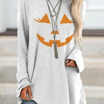 Dolores | Langarm-Sweatshirt mit Halloween-inspiriertem Vogelscheuchen-Gesichts-Print