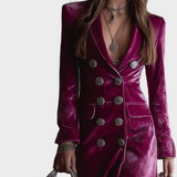 Eefje - Samt Maxi-Blazer-Kleid