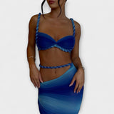 Jane - Stilvolles Gradient Zopf Crop Top & Overskirt Duo