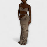 Jane - Stilvolles Gradient Zopf Crop Top & Overskirt Duo
