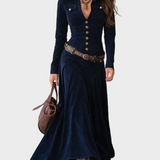 Froukje - Maxikleid aus Suédine mit Gürtel