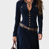 Froukje - Maxikleid aus Suédine mit Gürtel
