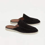 Yacht-Mules aus schwarzem Wildleder