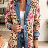 Violett - Retro Blumenmuster auf Löwenlederjacke