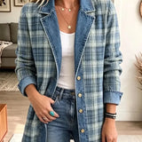 Leah - Retro Kunst-Print Jeansjacke