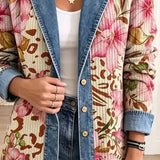 Violett - Retro Blumenmuster auf Löwenlederjacke