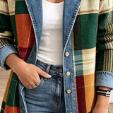 Claire - Retro Karierte Denimjacke