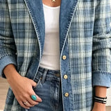 Leah - Retro Kunst-Print Jeansjacke