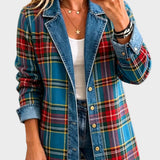 Madison - Tartan-Patchwork-Denim-Blazer