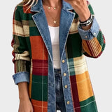 Claire - Retro Karierte Denimjacke