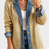 Addison - Goldene Glitzer Jeansjacke