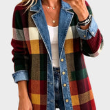 Lillian - Karierte Denimjacke in Farbblöcken