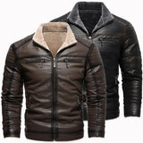 Retro-Lederjacke mit Fleece-Futter
