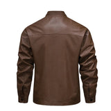 Vintage-Lederjacke mit Fleece-Futter