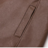 Vintage-Lederjacke mit Fleece-Futter