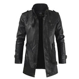 Elegante und Lange Motorradlederjacke