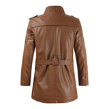 Lange und Elegante Leder-Motorradjacke