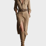 Talitha - Midi-Kleid aus braunem Wildleder