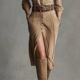 Talitha - Midi-Kleid aus braunem Wildleder