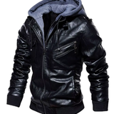 Lederjacke mit Kapuze
