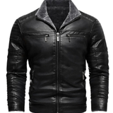 Retro-Lederjacke mit Fleece-Futter