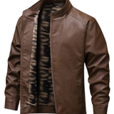 Vintage-Lederjacke mit Fleece-Futter