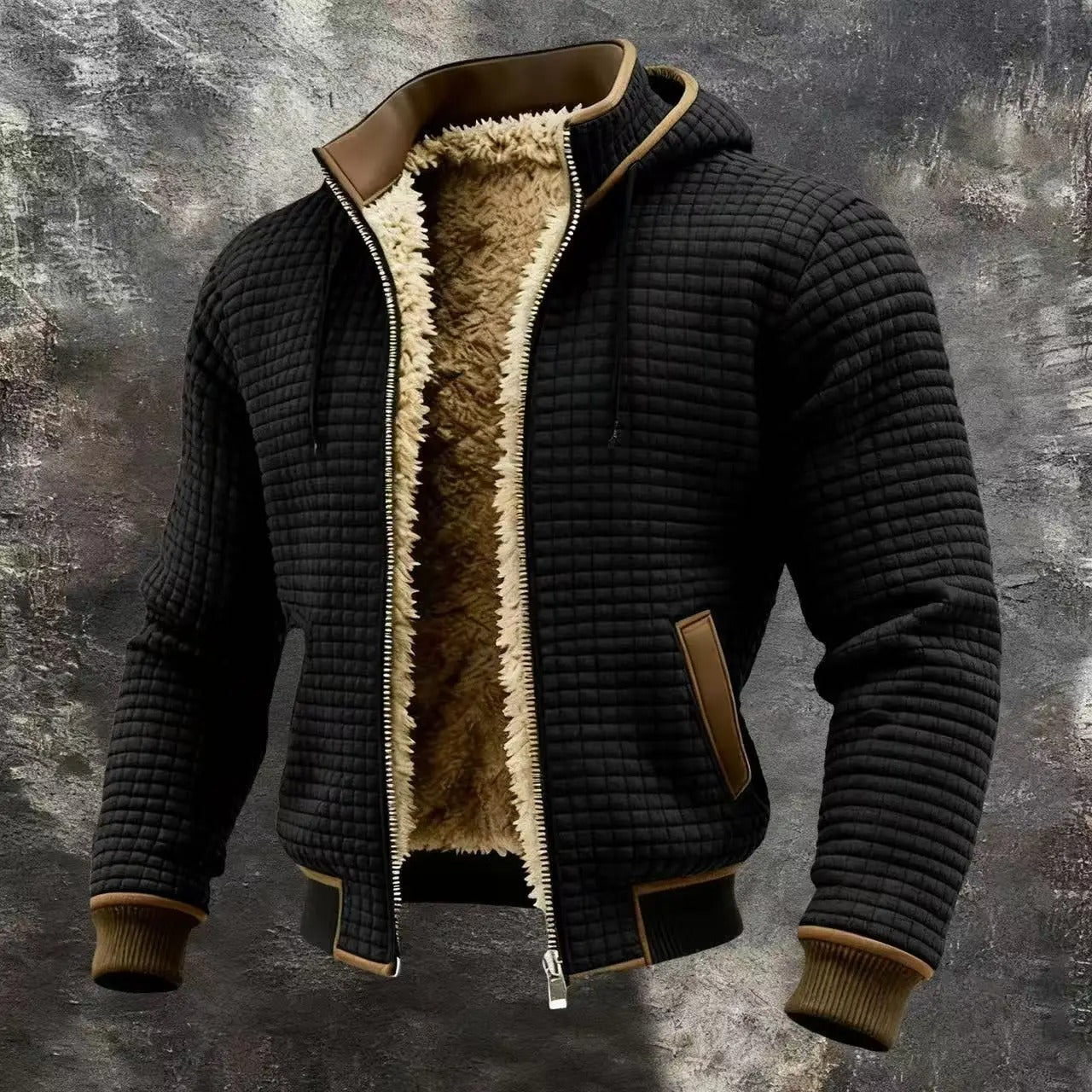 Lucas | Warme Waffel-Bomberjacke mit Kapuze