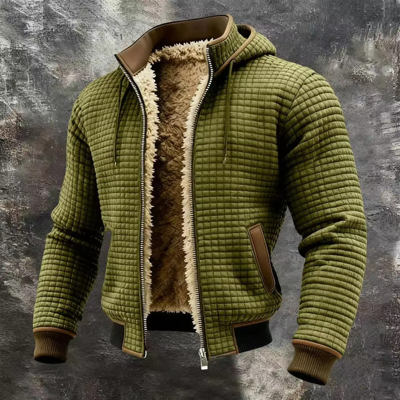 Lucas | Warme Waffel-Bomberjacke mit Kapuze