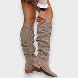 Rose | Knöchelhohe Slouch-Stiefel mit Blockabsatz