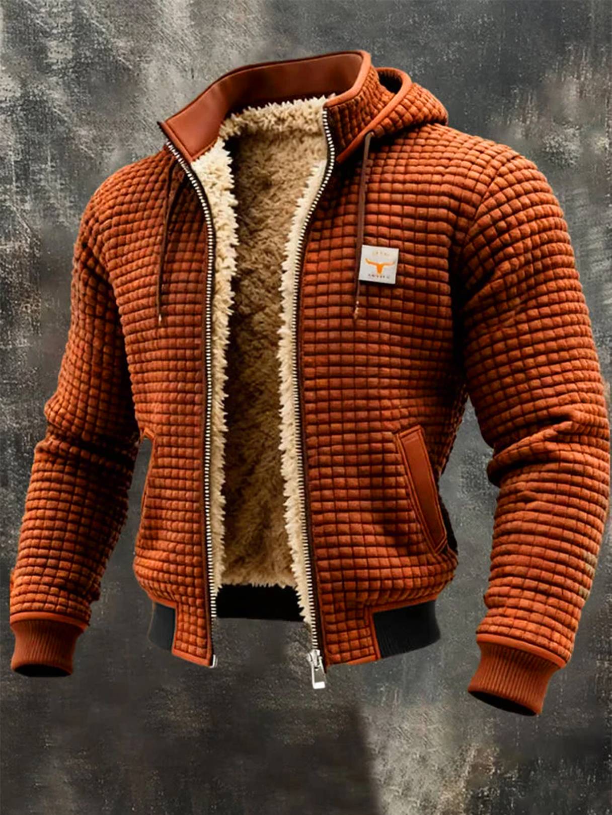 Henrik | Gefütterte Kapuzenjacke aus Waffelstrick